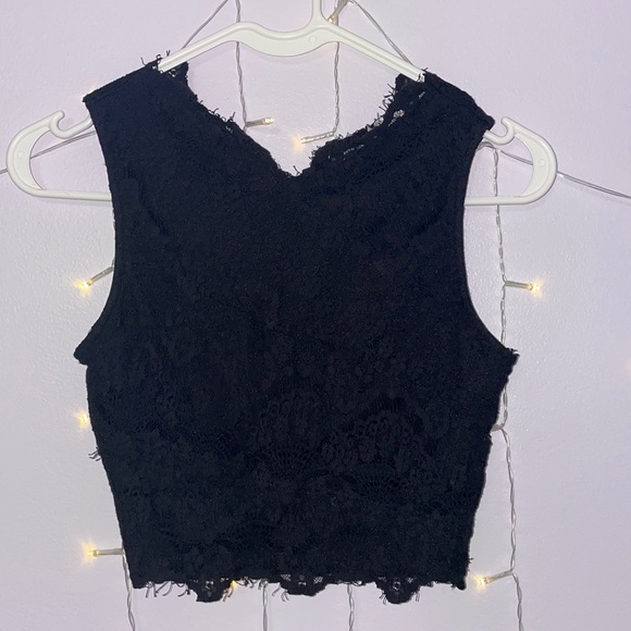 Kimchi Blue Tops - Kimchi Blue Black Lacey Crop Top